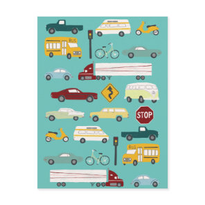 Beep Beep Stuck in Traffic Pattern Postcard