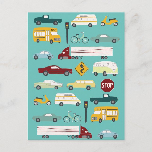 Beep Beep Stuck in Traffic Pattern Postcard (Front)