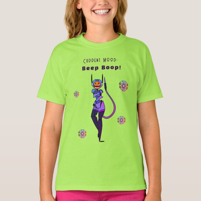 Beep Boop Cute Robot Giggle Fun T-Shirt (Front)