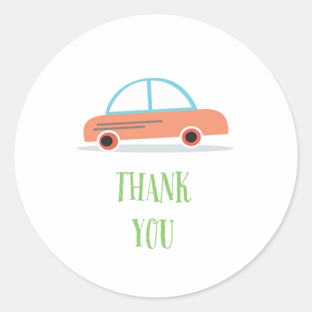 Beep Honk Kid's boy birthday Party Favor sticker (Front)