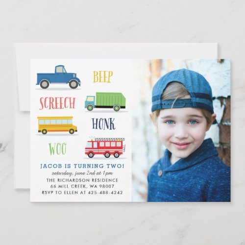 Beep honk woo photo birthday party Photo Invitation