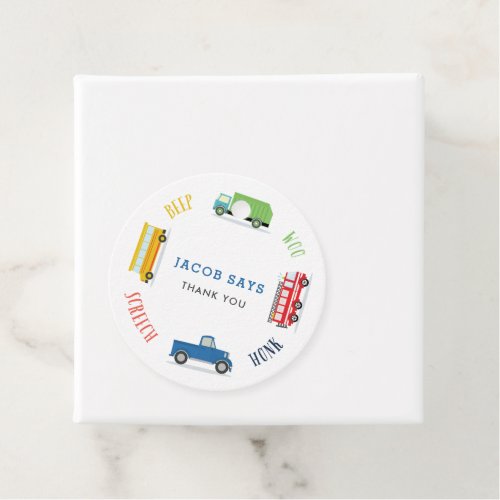 Beep screech blue truck birthday party favor tags