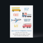 Beep Vroom Woo Airplane Kid's birthday party  Invitation<br><div class="desc">A kid's birthday party invitation featuring Train,  fire truck,  Air Plane and a school bus.</div>