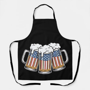 Beer 4th Of July American Flag US Vintage Retro Apron
