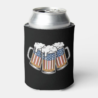 Beer 4th Of July American Flag US Vintage Retro Can Cooler