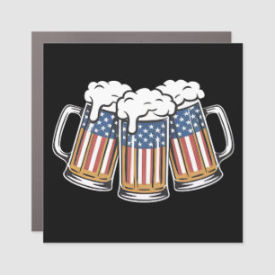 Beer 4th Of July American Flag US Vintage Retro Car Magnet