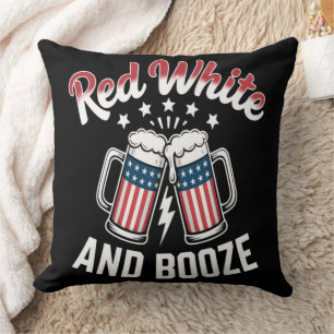 beer 4th of july,patriotic party,boots beer and ch throw pillow