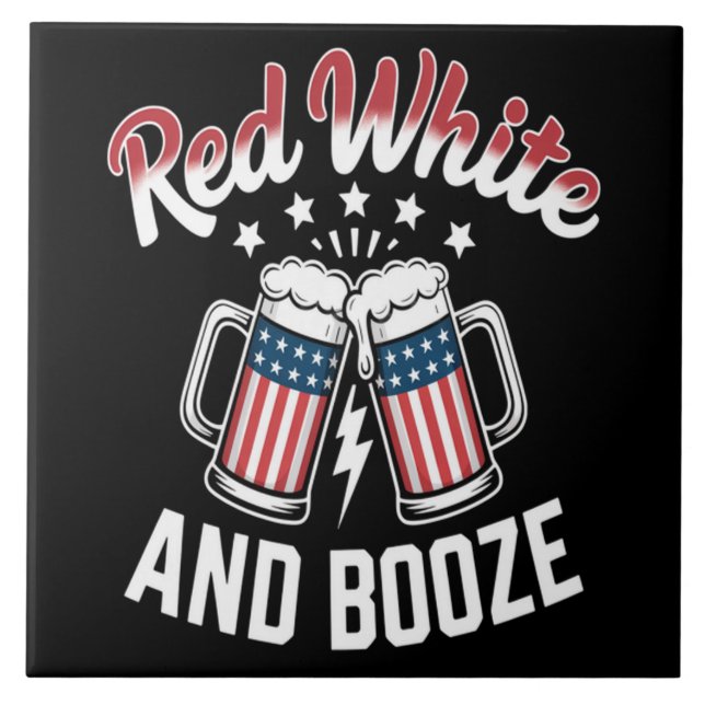 Beer 4th Of July , Patriotic Party Ceramic Tile (Front)