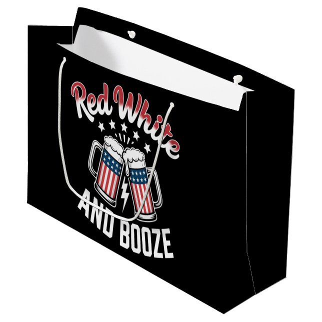 Beer 4th Of July , Patriotic Party Large Gift Bag (Front Angled)
