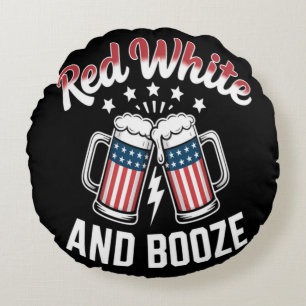 Beer 4th Of July , Patriotic Party Round Pillow