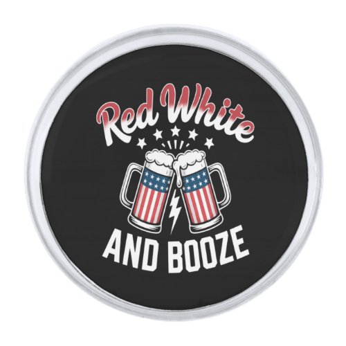 Beer 4th Of July , Patriotic Party Silver Finish Lapel Pin