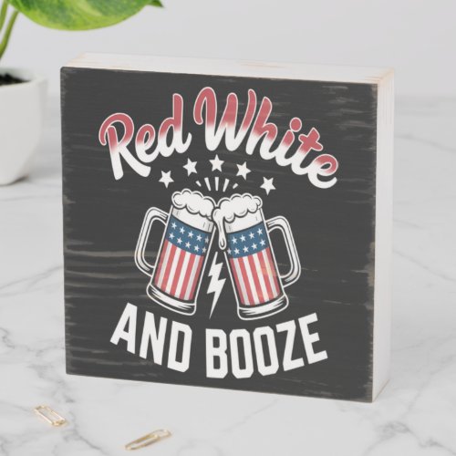 Beer 4th Of July , Patriotic Party Wooden Box Sign