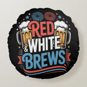 Beer 4th of July Round Pillow