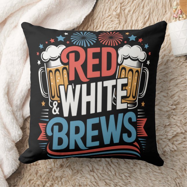 Beer 4th of July Throw Pillow (Blanket)