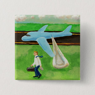 Beer, a Big Slide, and my Dignity - blue jet guy Button