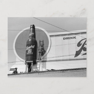 Beer Advertising Billboard, 1940 Postcard
