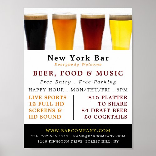 Beer  Ale Display PubBrewery Advertising Poster