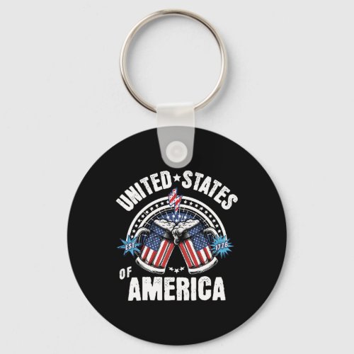 Beer American Flag 4th Of July Beer Usa Drinking  Keychain