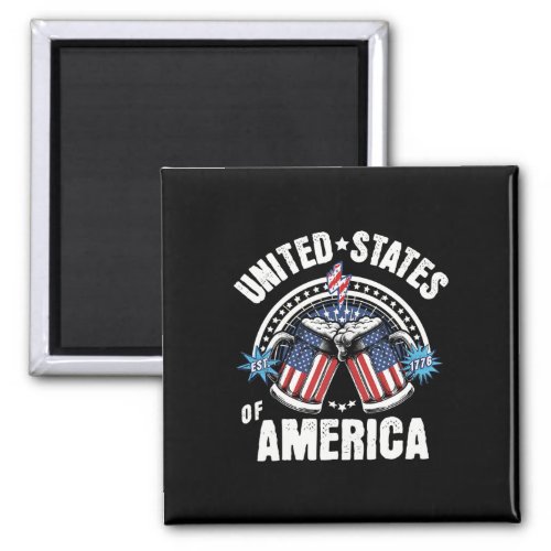 Beer American Flag 4th Of July Beer Usa Drinking  Magnet