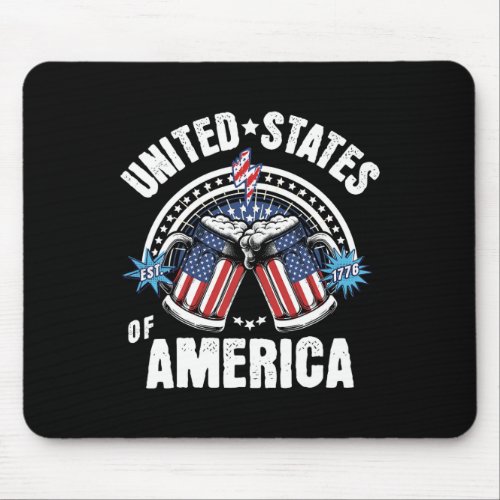 Beer American Flag 4th Of July Beer Usa Drinking  Mouse Pad