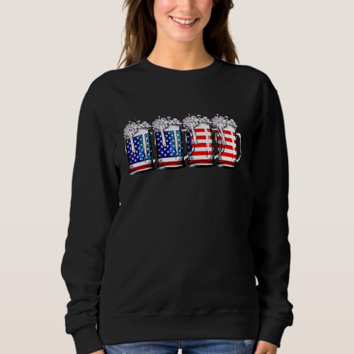 Beer American Flag 4th Of July For Men Women Meric Sweatshirt