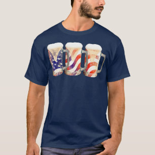 Beer American Flag 4th of July Labor Day T-Shirt