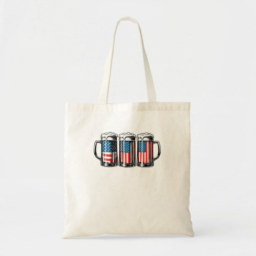 Beer American Flag 4Th Of July Men Merica Drinking Tote Bag