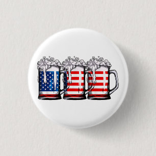 Beer American Flag 4th of July Men Women Merica Dr Button