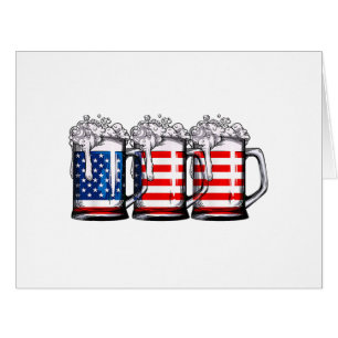 Beer American Flag 4th of July Men Women Merica Dr Cards