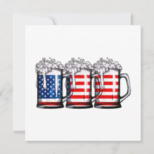 Beer American Flag 4th of July Men Women Merica Dr Invitation