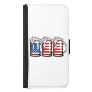 Beer American Flag 4th of July Men Women Merica Dr Samsung Galaxy S5 Wallet Case