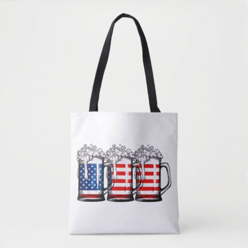 Beer American Flag 4th of July Men Women Merica Dr Tote Bag