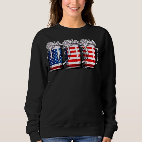 Beer American Flag 4th Of July Men Women Merica Us Sweatshirt