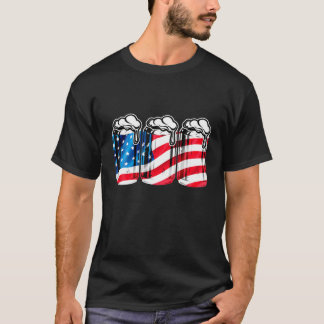 Beer American Flag 4Th Of July Men Women Merica US T-Shirt