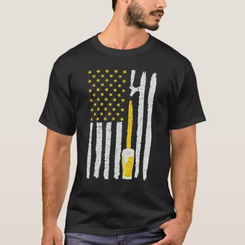 Beer American Flag 4th Of July Men Women Merica Us T_Shirt