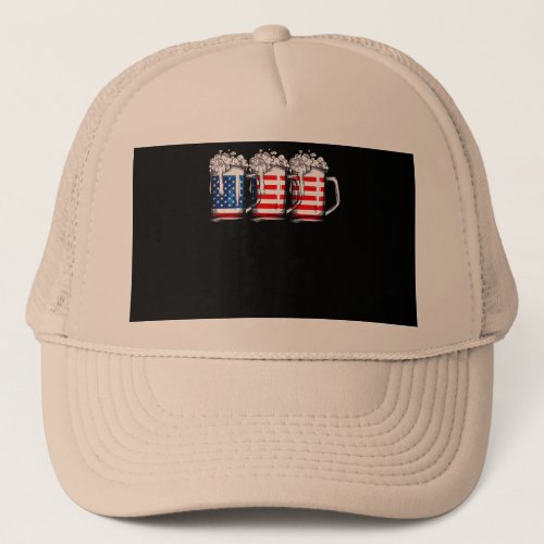 Beer American Flag 4th of July Men Women Merica US Trucker Hat