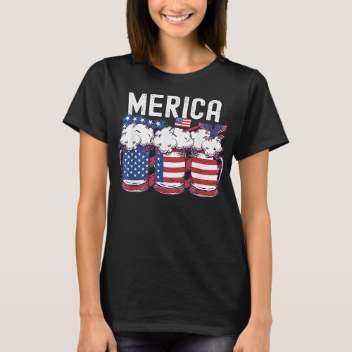 Beer American Flag 4th of July Mens Womens USA Pat T_Shirt