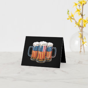 Beer American Flag 4th of July Merica Drinking USA Card