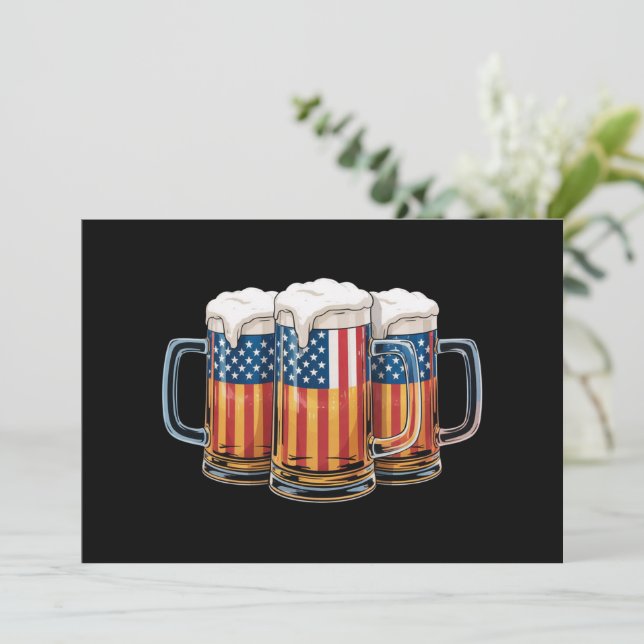 Beer American Flag 4th of July Merica Drinking USA Invitation (Standing Front)