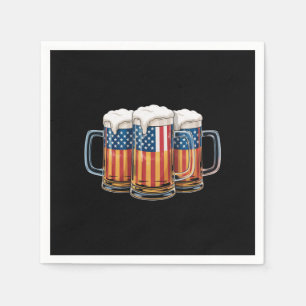 Beer American Flag 4th of July Merica Drinking USA Napkins