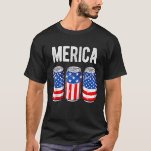 Beer American Flag 4th Of July Merica Usa Drinking T-Shirt