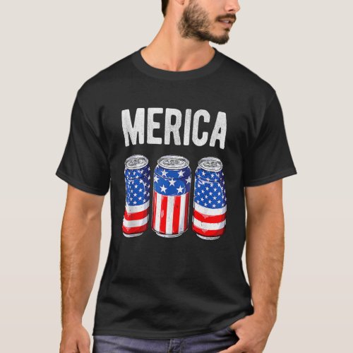 Beer American Flag 4th Of July Merica Usa Drinking T_Shirt