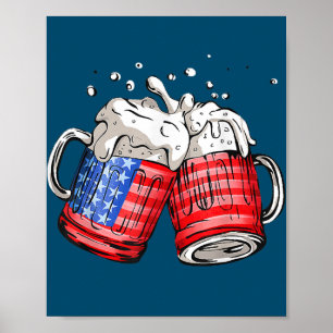 Beer American Flag 4th Of July Poster