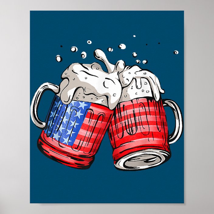 Beer American Flag 4th Of July Poster 