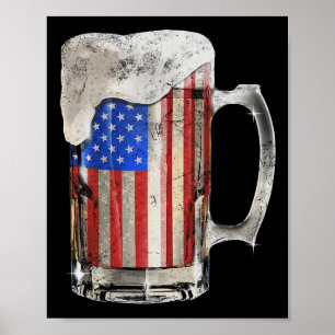 Beer American Flag 4th Of July Usa Drinking Party Poster