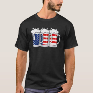 Beer American Flag 4Th Of July USA Merica Drinking T-Shirt