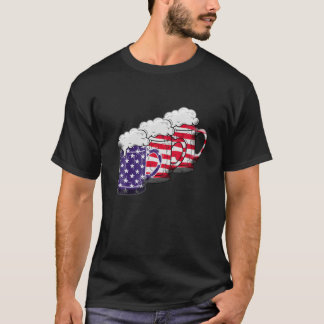 Beer American Flag 4Th Of July USA T-Shirt