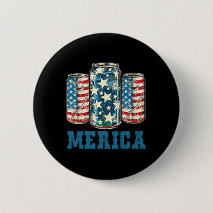 Beer American Flag Funny 4th Of July Merica Usa Dr Button