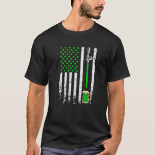 Beer American Flag Shamrock St Patrick's Day Men W T-Shirt