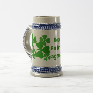 Beer, an Irish agenda, shamrock, green clover mug
